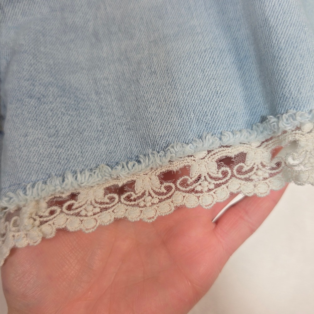 NoBo Denim Shorts Womens 16 Light Blue Boho Crochet Coquette Festival Coastal - Picture 12 of 16